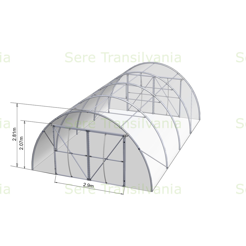 SOLAR TUNEL 5X10M, ACOPERIT CU O FOLIE TRIPLUSTRATIFICATA